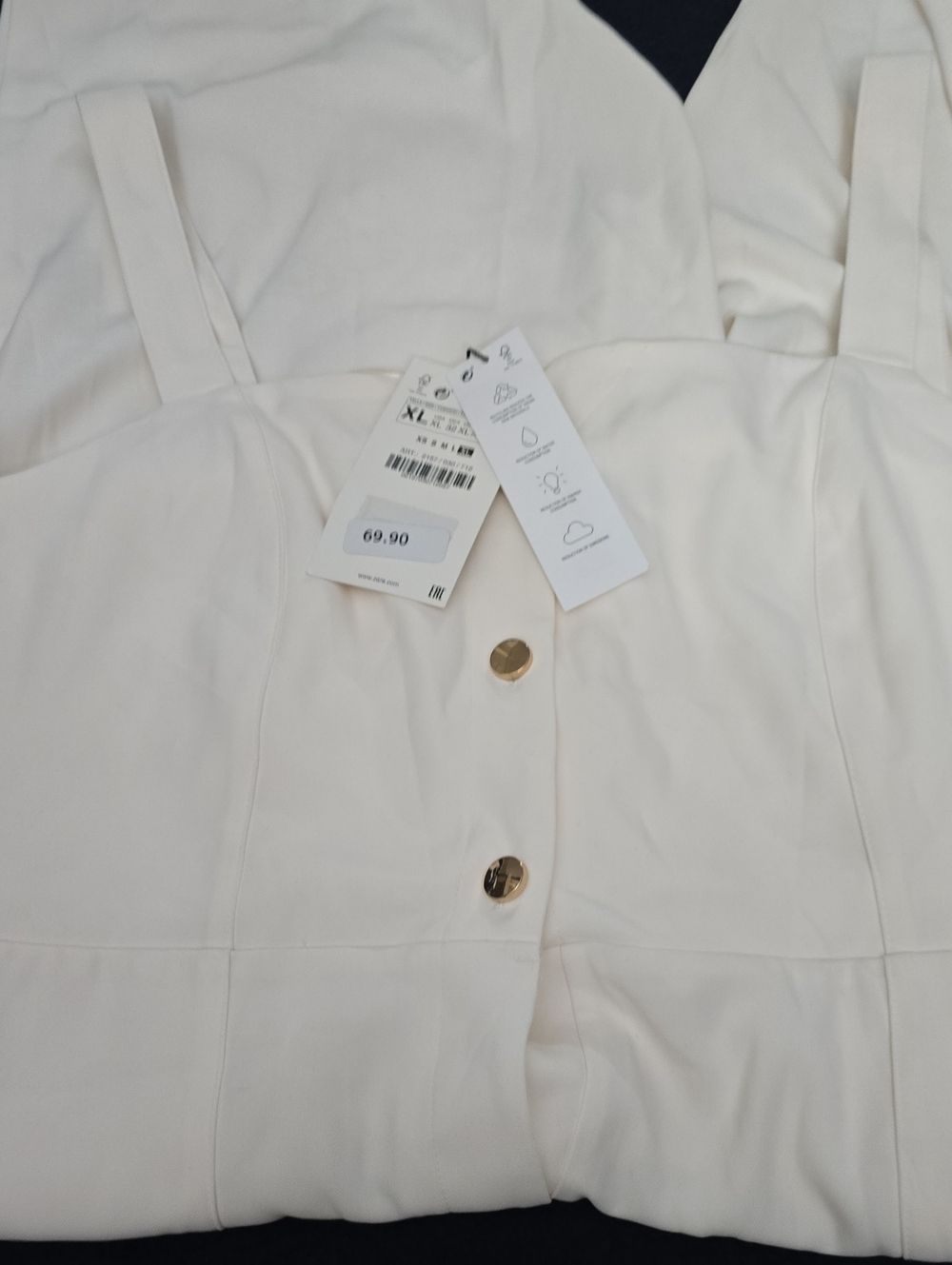 Zara Cream Button-Front Jumpsuit